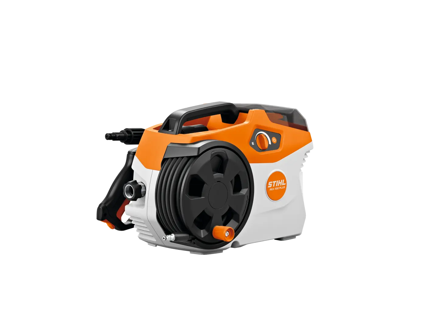 Powerful, professional pressure washer featuring stepless pressure control, maximum pressure of 2,200 psi, and continuous working pressure at up to 1800 psi.