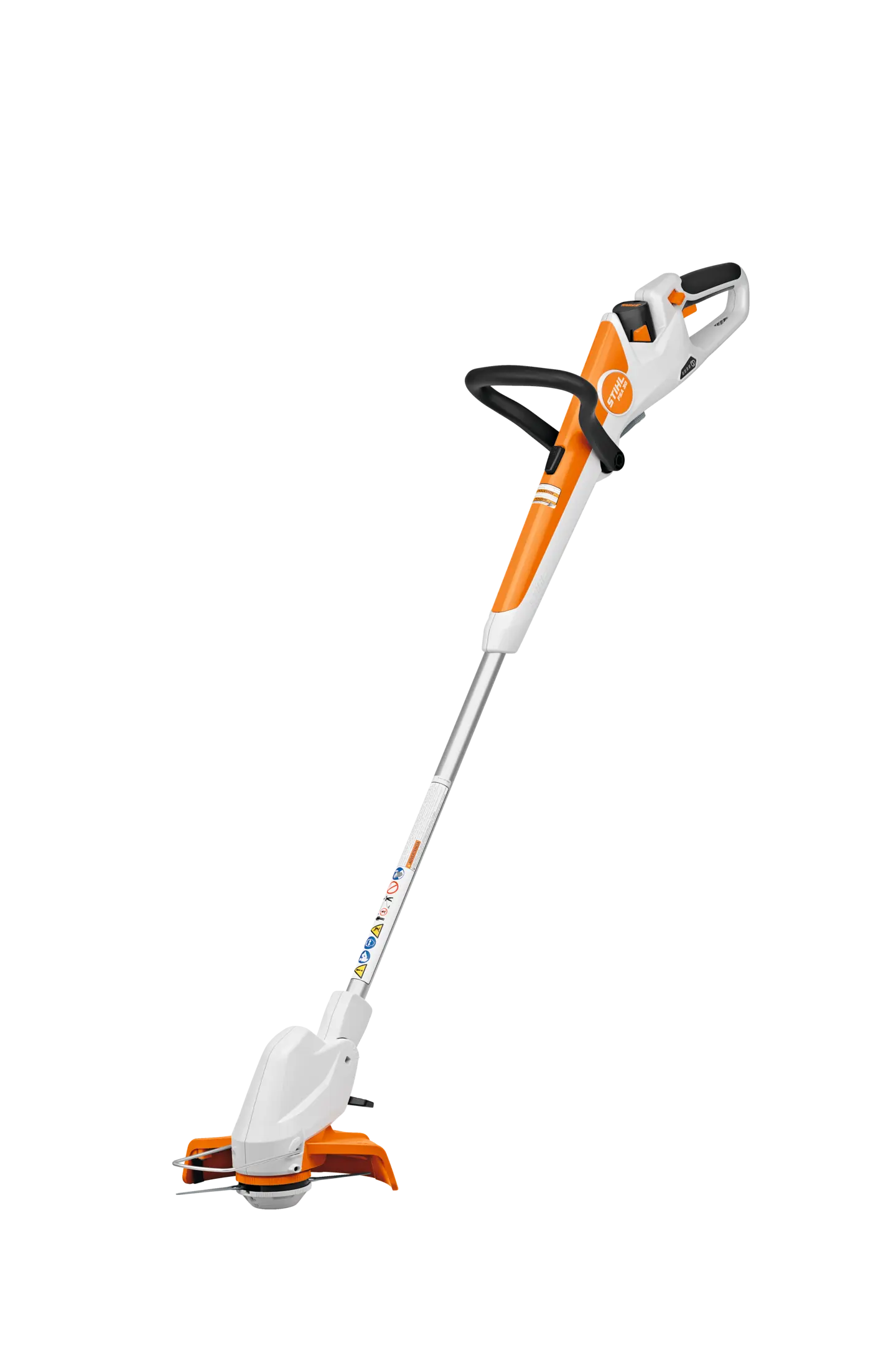 The first 2-in-1 trimmer and edger in the AS Battery System features a telescoping shaft and adjustable mowing head for ergonomic positioning.