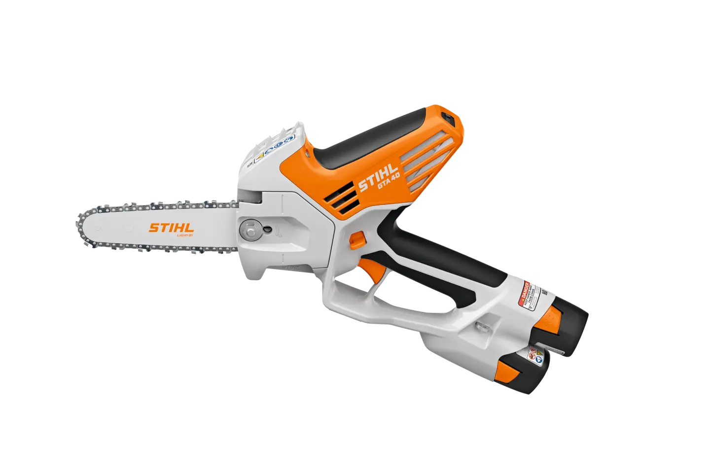 Handheld pruner built for in-tree professional use only featuring 520 W of power capable of 190 cuts per charge; comes with convenient carrying case that holds up to six batteries.