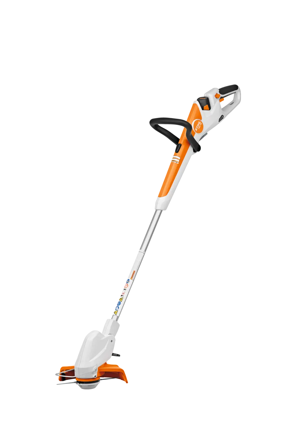 The first 2-in-1 trimmer and edger in the AS Battery System features a telescoping shaft and adjustable mowing head for ergonomic positioning.