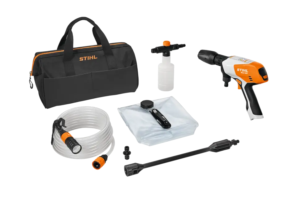 Portable, battery-powered cleaner ideal for light jobs from cleaning tires to watering plants.