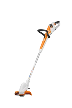 The first 2-in-1 trimmer and edger in the AS Battery System features a telescoping shaft and adjustable mowing head for ergonomic positioning.