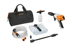 Portable, battery-powered cleaner ideal for light jobs from cleaning tires to watering plants.